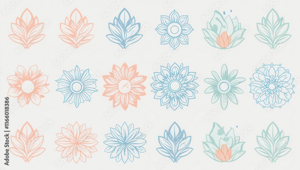 Fototapeta premium Floral pattern design studio digital art minimalist aesthetic creative inspiration