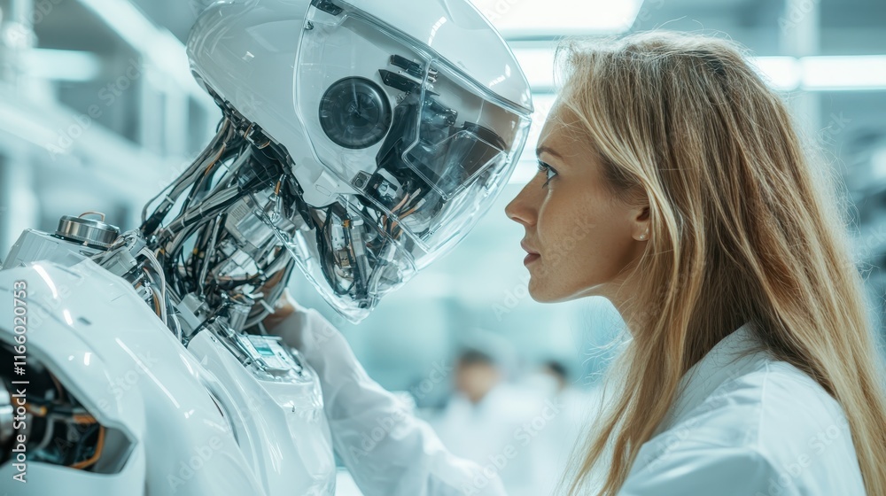 A woman shares an intimate moment with a humanoid robot, gaining insight into human emotions and connections, highlighting the future of technology and companionship. A woman shares an intimate moment with a humanoid robot, gaining insight into human emotions and connections, highlighting the future of technology and companionship.