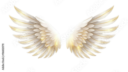 Majestic angel wings illustration digital art bright background ethereal concept