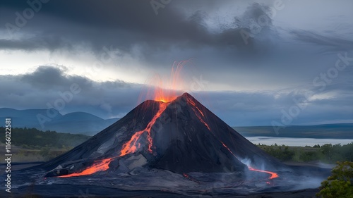 The balance of calm and strength is like a volcano gracefully transitioning between erupting lava.
