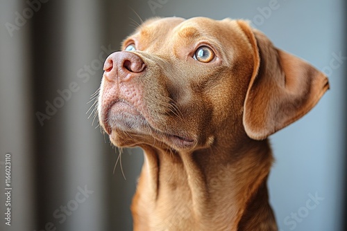 Wallpaper Mural A close-up shot of a dog gazing upwards, often used in photography or advertising for its expressive and curious appeal Torontodigital.ca