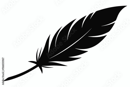 A black feather with a black feather on it. Download Feather Silhouette Icon Transparent svg File for Design

