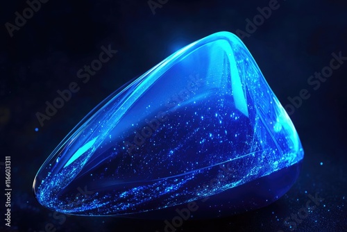 Wallpaper Mural A single blue crystal sits on a dark, smooth surface Torontodigital.ca