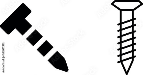 "Screw Vector Line Icon Set for Tools and Construction Designs"