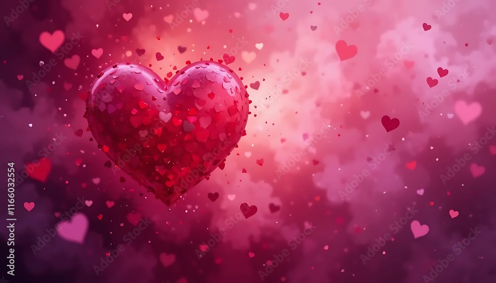 Abstract red, pink, red and purple colours gradient hearts magical sparkling texture in vintage surface smooth finishing minimalist nature style, Abstract red, pink, red and purple colours gradient hearts magical sparkling texture in vintage surface smooth finishing minimalist nature style,