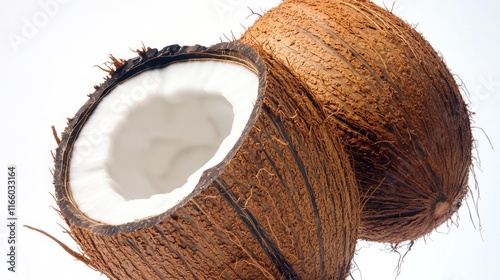 Two coconuts sit together on a surface, waiting for their fate