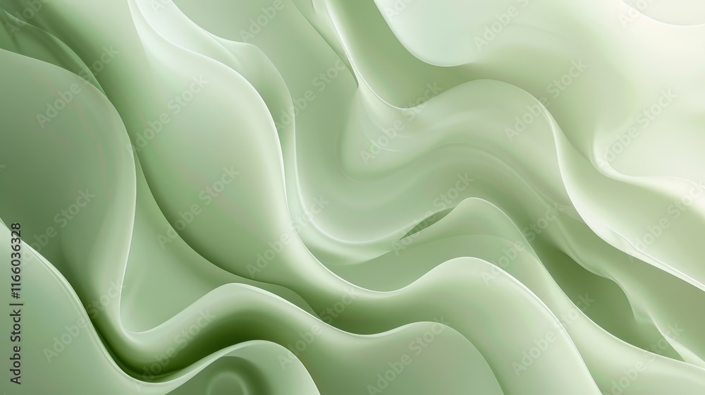 Fototapeta premium Green waves creating an elegant and smooth abstract wallpaper, perfect for modern and stylish designs