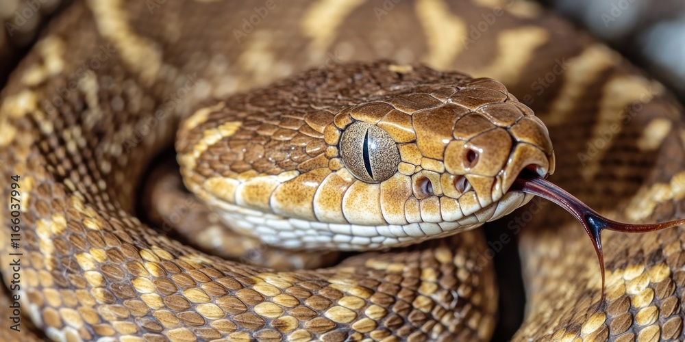 Fototapeta premium A close-up view of a snake's tongue out, often used in educational or scientific contexts