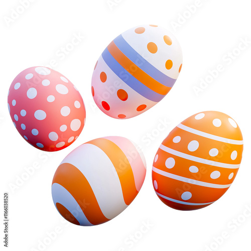 Colorful Easter eggs in mid air festive spring decoration isolated on png transparent background photo