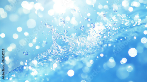 Wallpaper Mural Fresh clean water flowing wave with bubbles and drops. Vector illustration with realistic clear blue aqua splash, water background. Flow of pure liquid drink Torontodigital.ca