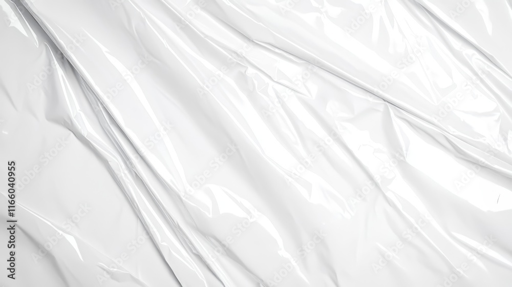 Obraz premium Abstract, flowing fabric, white silk, smooth texture, soft folds, shimmering surface, gentle curves, minimalist composition, monochromatic, high contrast, ethereal, elegant drapery, subtle shadows, pu