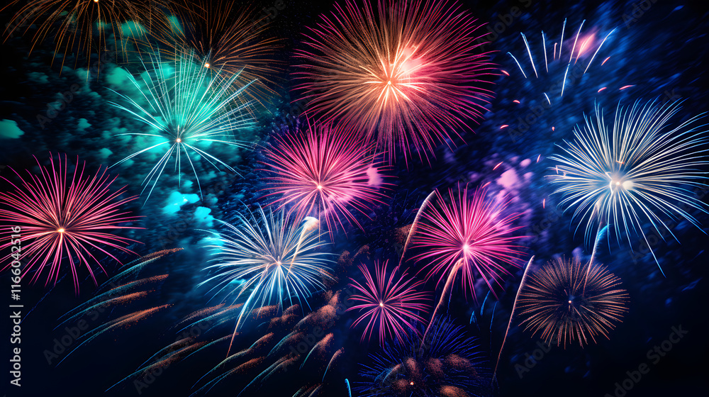 Spectacular Firework Display Ignites The Midnight Sky In Brilliant Colors: A Joyous Celebration Of The Night Spectacular Firework Display Ignites The Midnight Sky In Brilliant Colors: A Joyous Celebration Of The Night