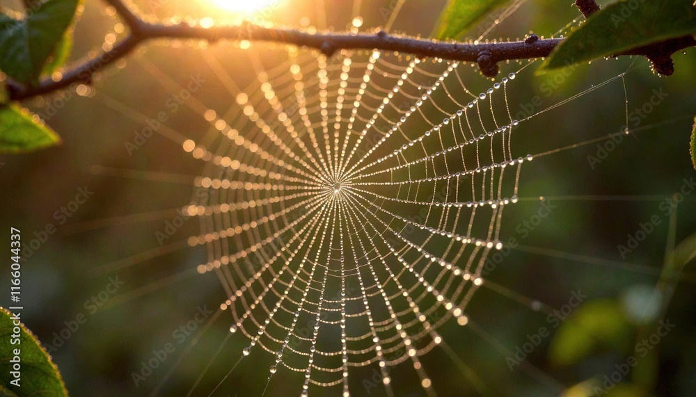 Fototapeta premium Morning Dew on Spider Web