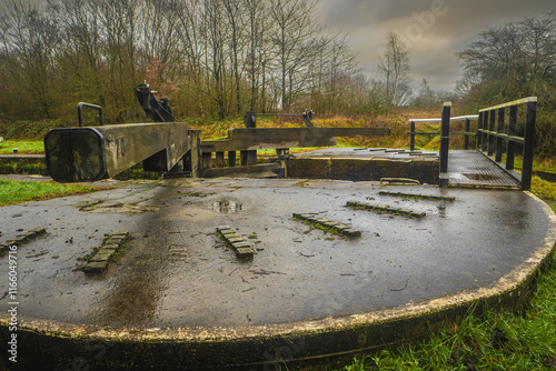 Lock footings on the Leeds Liverpool canal