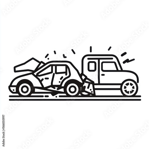 Car Crash Illustration Showing Damage Collision Impact