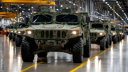 Military Vehicles in Industrial Facility photo