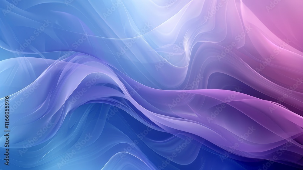 Fototapeta premium Abstract blue and purple waves creating a soft and elegant wallpaper background, perfect for adding a touch of sophistication to any design