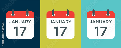 calendar - January 17 icon illustration isolated vector sign symbol