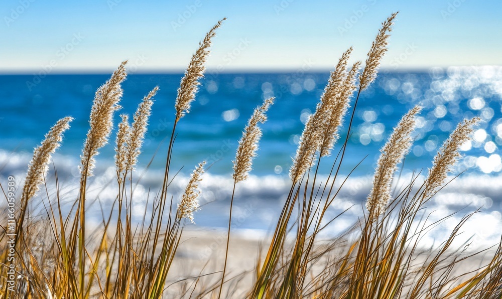 Beach grass swaying gently near the ocean. Beach grass swaying gently near the ocean.