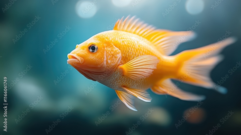 An exquisite colorful goldfish swims through a softly blurred underwater scene, emphasizing the fluidity of movement and vibrant colors in a serene aquatic environment. An exquisite colorful goldfish swims through a softly blurred underwater scene, emphasizing the fluidity of movement and vibrant colors in a serene aquatic environment.