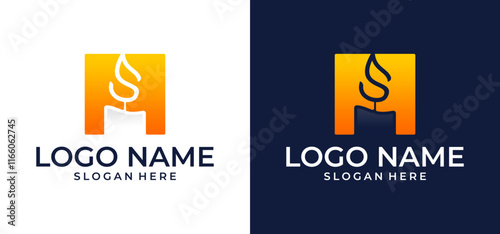 Illustration template design logo vector candle letter S.