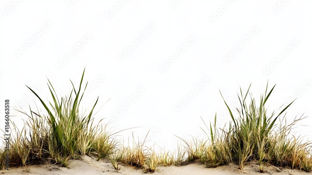 Fototapeta premium Grass and Sand with White Background