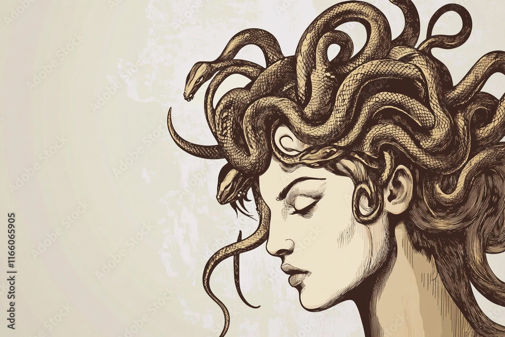 Medusa with serpents in a classic art style Medusa with serpents in a classic art style