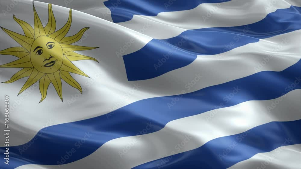 uruguay country flag waving for 10 seconds in high quality