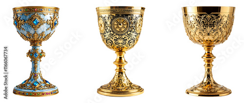 Collection of various Divine Chalice of Light isolated on transparent background.