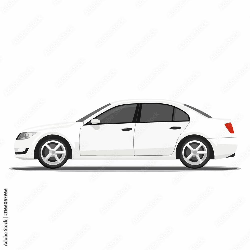 White Sedan Vehicle Mockup Icon Vector Illustration for Automotive Marketing