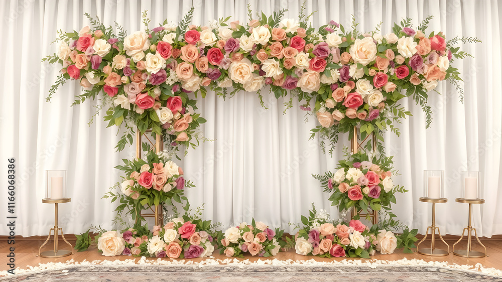 Fototapeta premium wedding flowers and setup, illustration, highly detailed