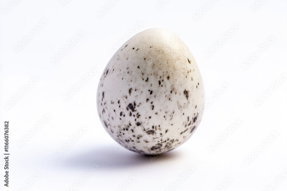 A single speckled egg on a white surface, ideal for use in food or nature-themed contexts A single speckled egg on a white surface, ideal for use in food or nature-themed contexts