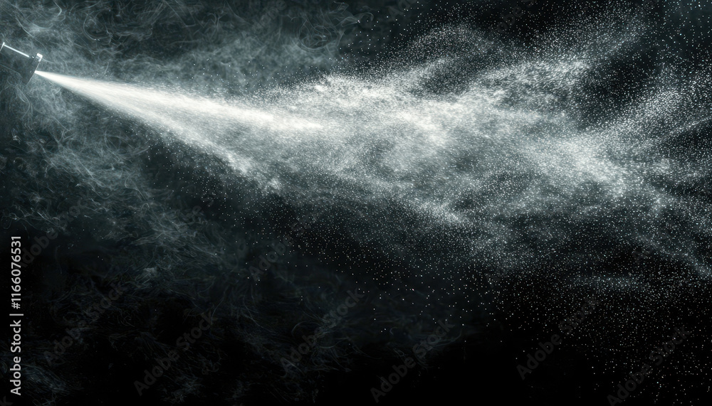 Dynamic fluid spray nozzle creating intricate patterns in air Dynamic fluid spray nozzle creating intricate patterns in air