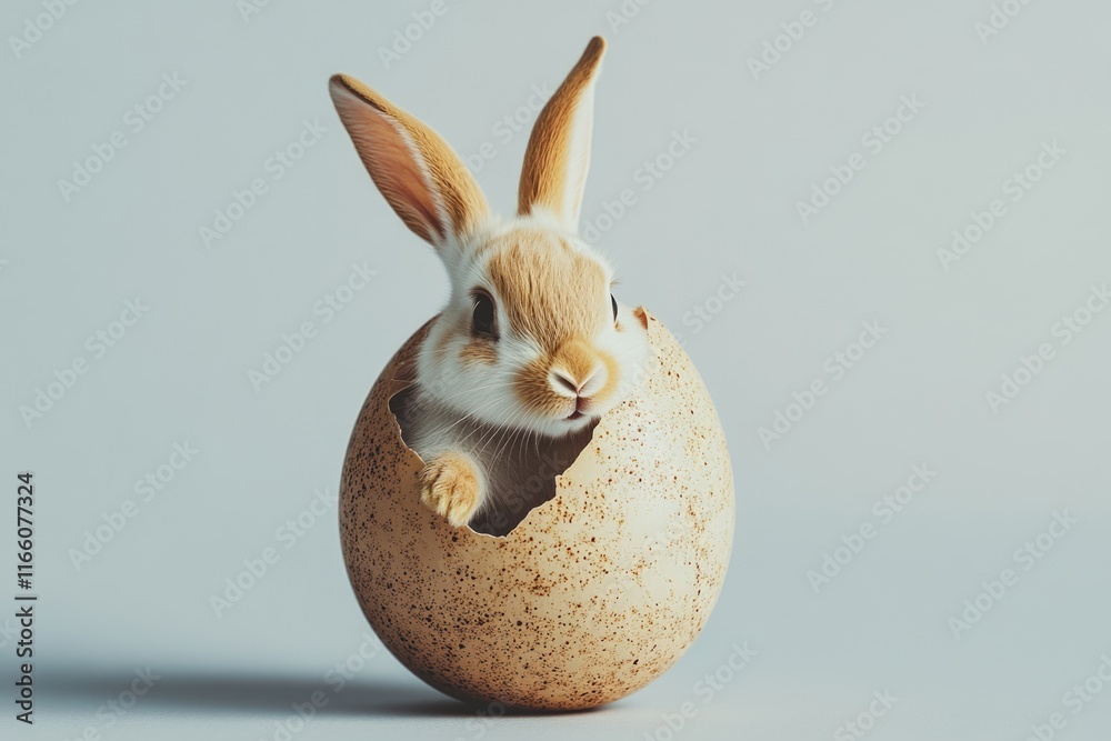 Obraz premium A small rabbit sitting inside an egg