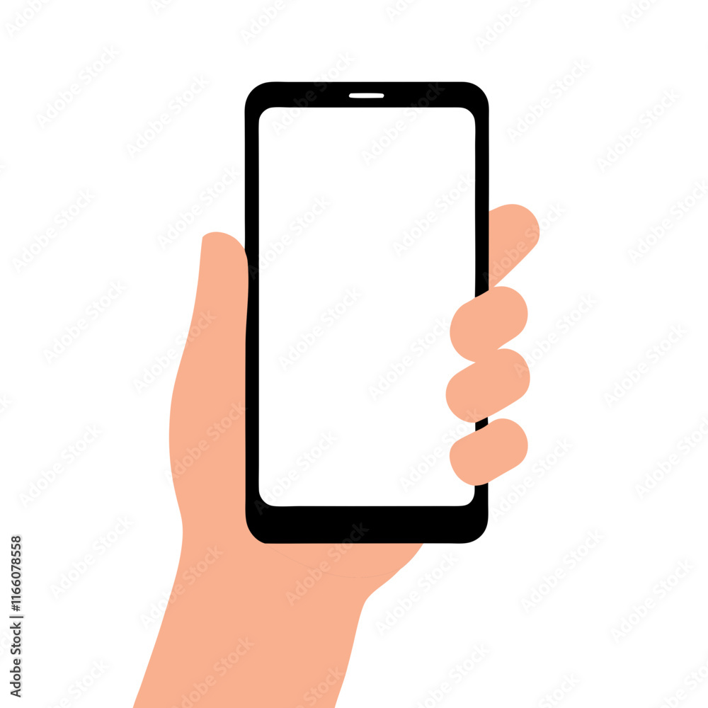 Hand Holding Smartphone with Blank White Screen Mockup Hand Holding Smartphone with Blank White Screen Mockup