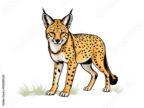 Caracal Illustration: African Wildcat in Savanna Grasslands AI Generated photo