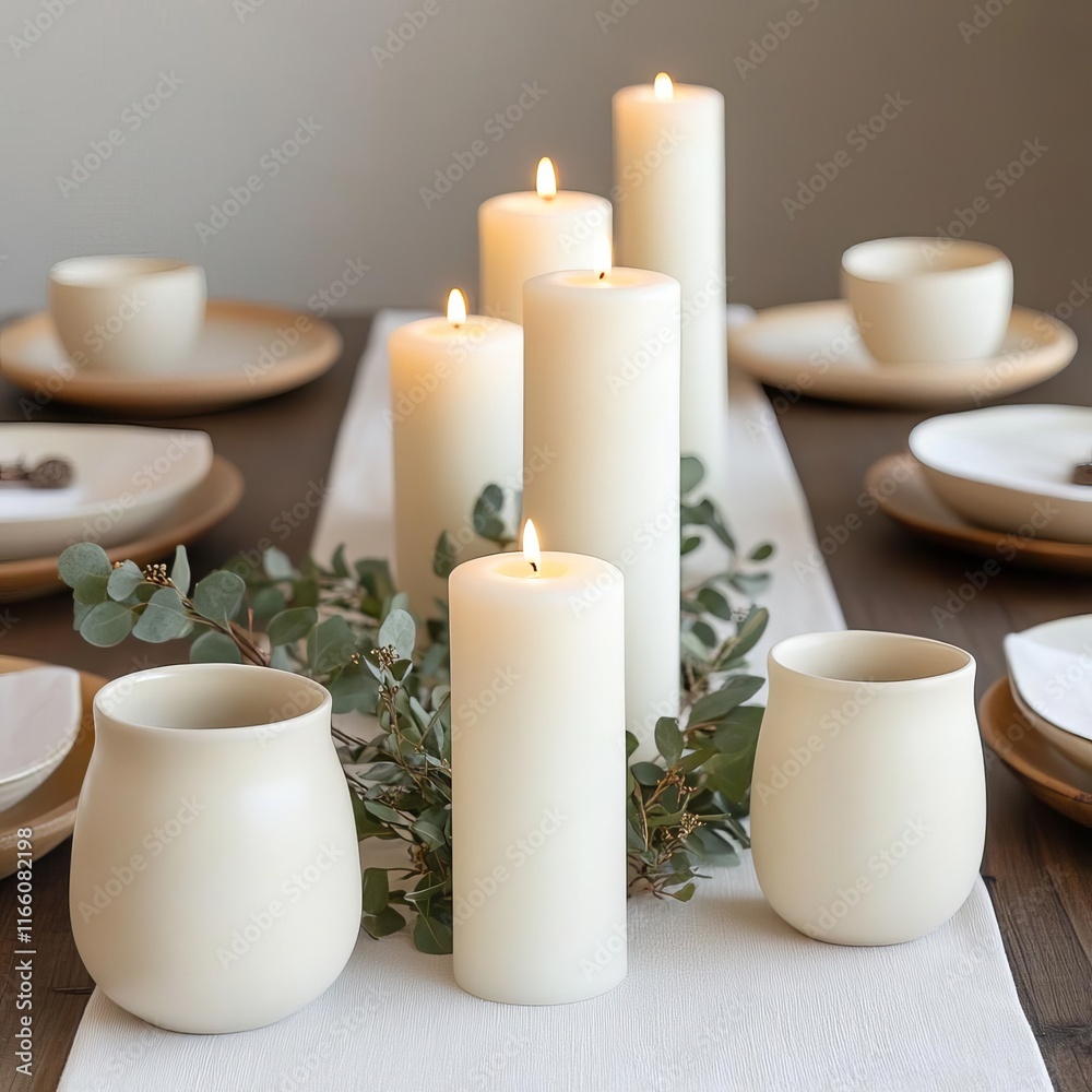 Neutral Thanksgiving table featuring ivory accents and handmade decor, focus artisan simplicity Neutral Thanksgiving table featuring ivory accents and handmade decor, focus artisan simplicity