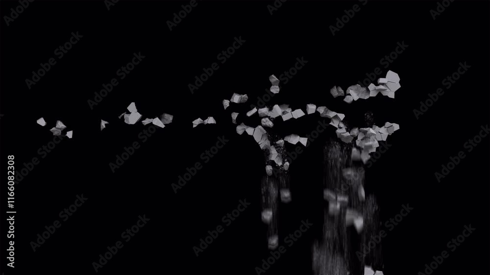 Collapsed ceiling Falling boards, sheetrock, and other debris effect background footage motion graphics, or as a background or overlay 4K drag and drop editing software supporting blending modes.