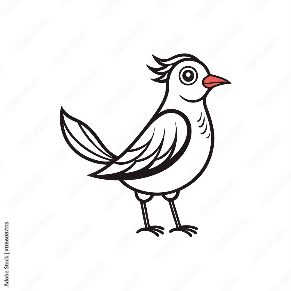 Playful Quirky Bird Design in Line Art Vector Style Playful Quirky Bird Design in Line Art Vector Style