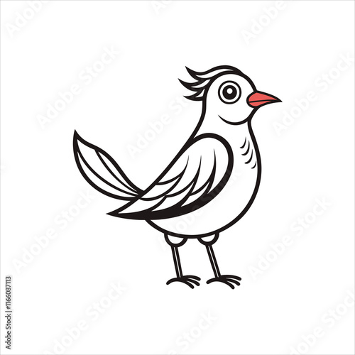 Playful Quirky Bird Design in Line Art Vector Style photo