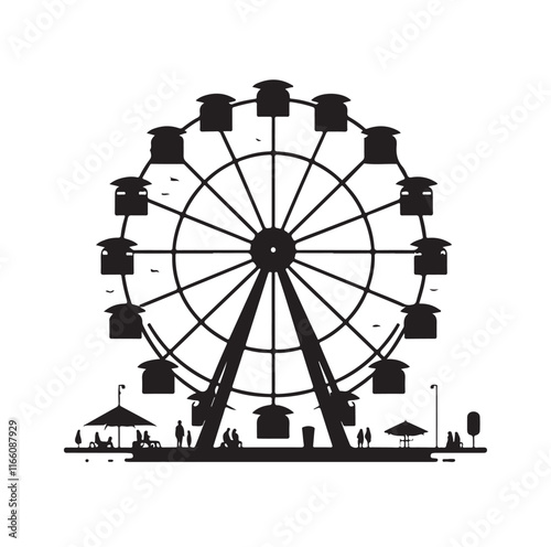 ferris wheel silhouette vector illustration