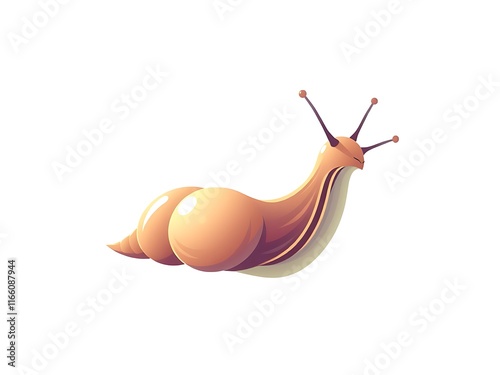 Charming Cartoon Snail Illustration: A Digital Painting on White AI Generated photo