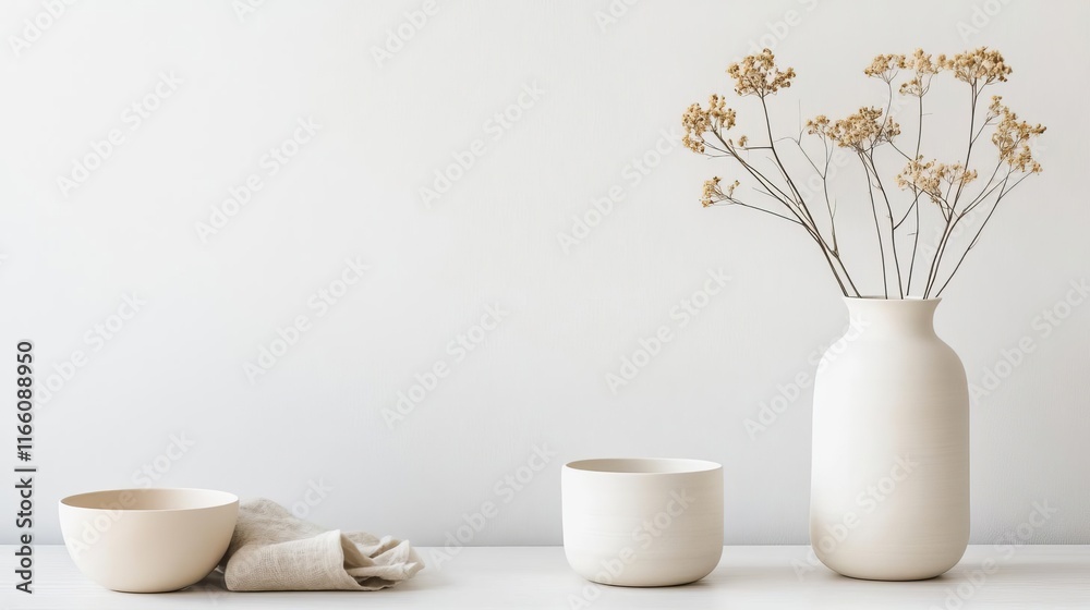 Thanksgiving table featuring muted cream tones and minimalistic pottery, focus modern rusticity Thanksgiving table featuring muted cream tones and minimalistic pottery, focus modern rusticity