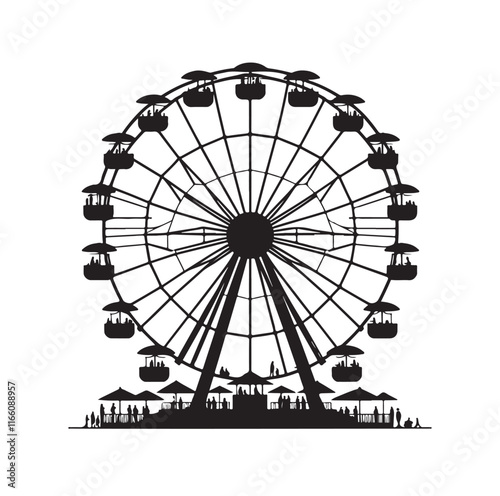 ferris wheel silhouette vector illustration