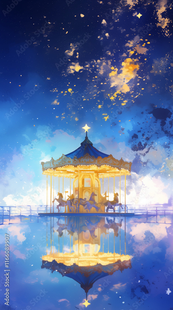 Fototapeta premium Carousel in starry night