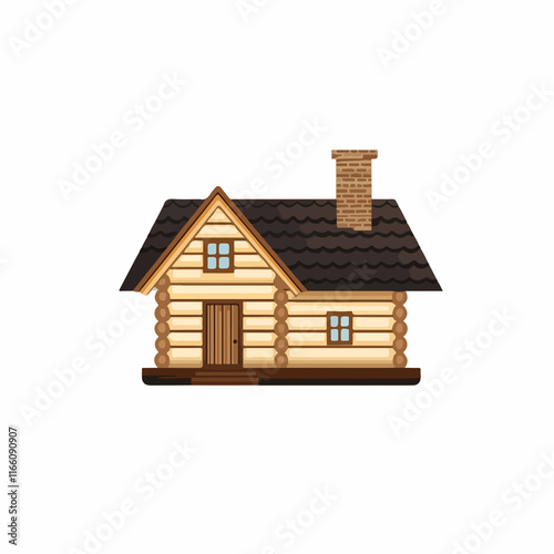 Isolated wooden house cabin icon for vector illustration purposes