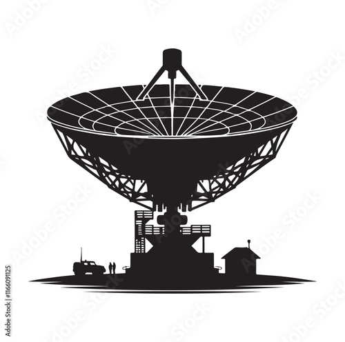 radar dish silhouette vector illustration