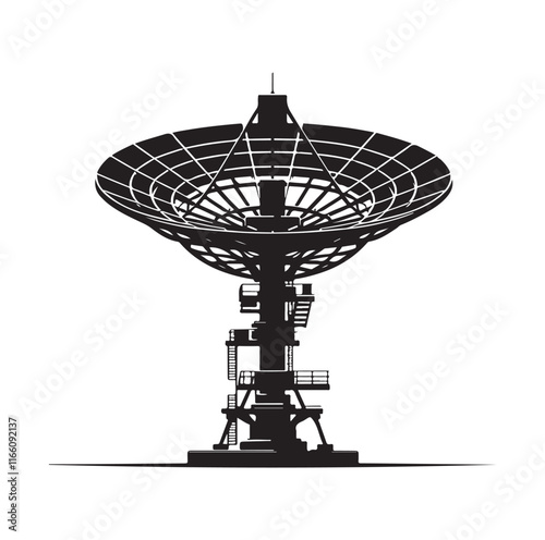 radar dish silhouette vector illustration