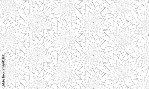 Seamless pattern with twisted lines, vector linear tiling background, stripy weaving, optical maze, twisted stripes. Black and white design.