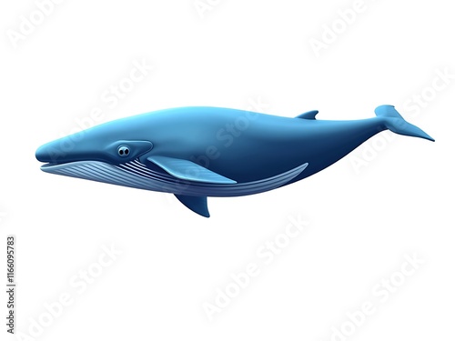 Blue Whale 3D Render: Majestic Ocean Giant in Profile AI Generated photo